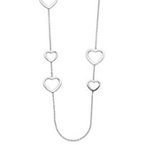 Sterling Silver Polished Hearts Necklace